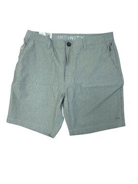 NWT Infinity Men's 34 Gray Hybrid Stretch Shorts Light 4-Way Stretch Elastic